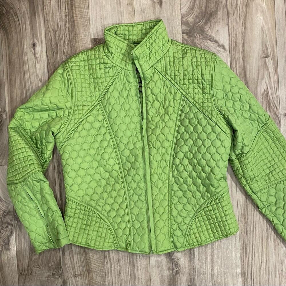 HELIUM M‎ Bright Green Moto Style Lightweight Puffy Short Jacket